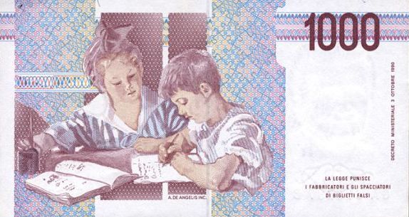 billete mil liras maria montessori-tras